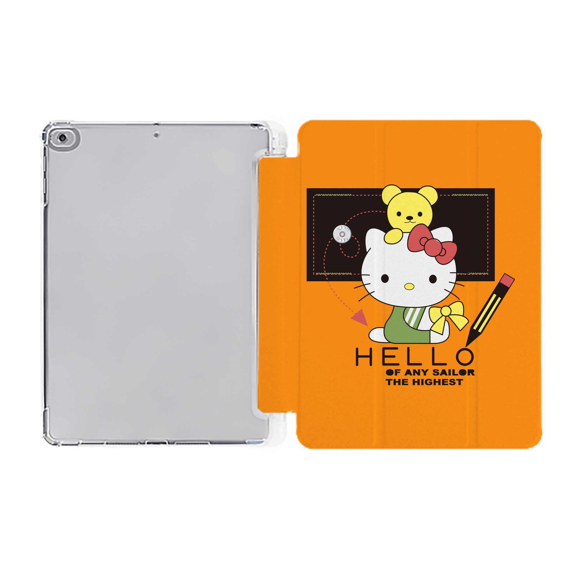 （画像用） Hello Kitty ハローキティ IPad ケース ペン収納付き 三つ折りスタンド PUレザー×シリコン 対応機種9.5/10.5/10.9インチ